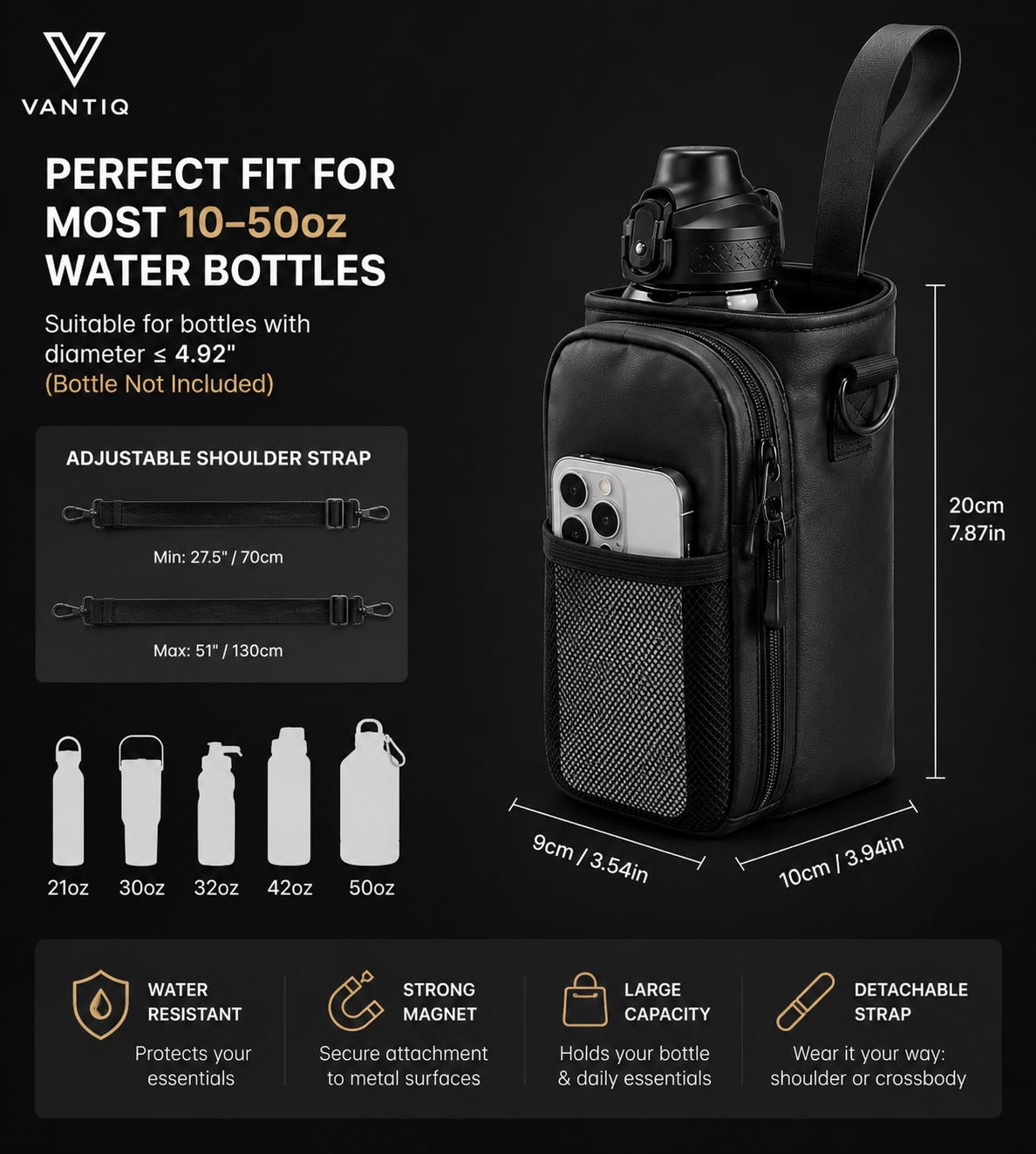 VANTIQ Magnetic Gym Bottle Bag